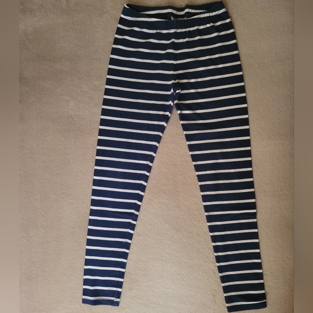Janie & Jack Girl Navy/White Striped Leggings  Size 12